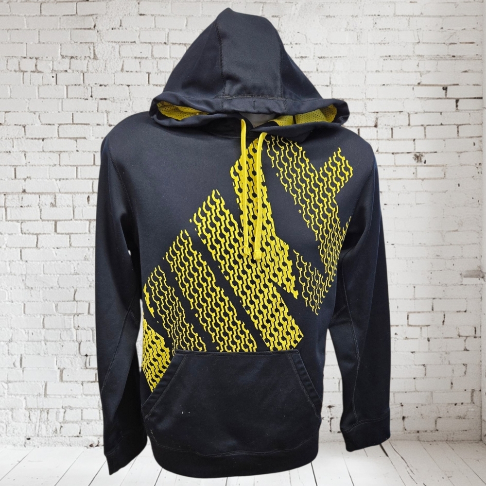 NIKE Therma-Fit Black Hoodie Kangaroo Pocket Yellow Graphic